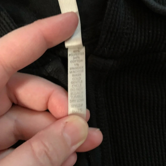 Black Waffle Knit Col Story Zipup Jacket - Picture 3 of 5